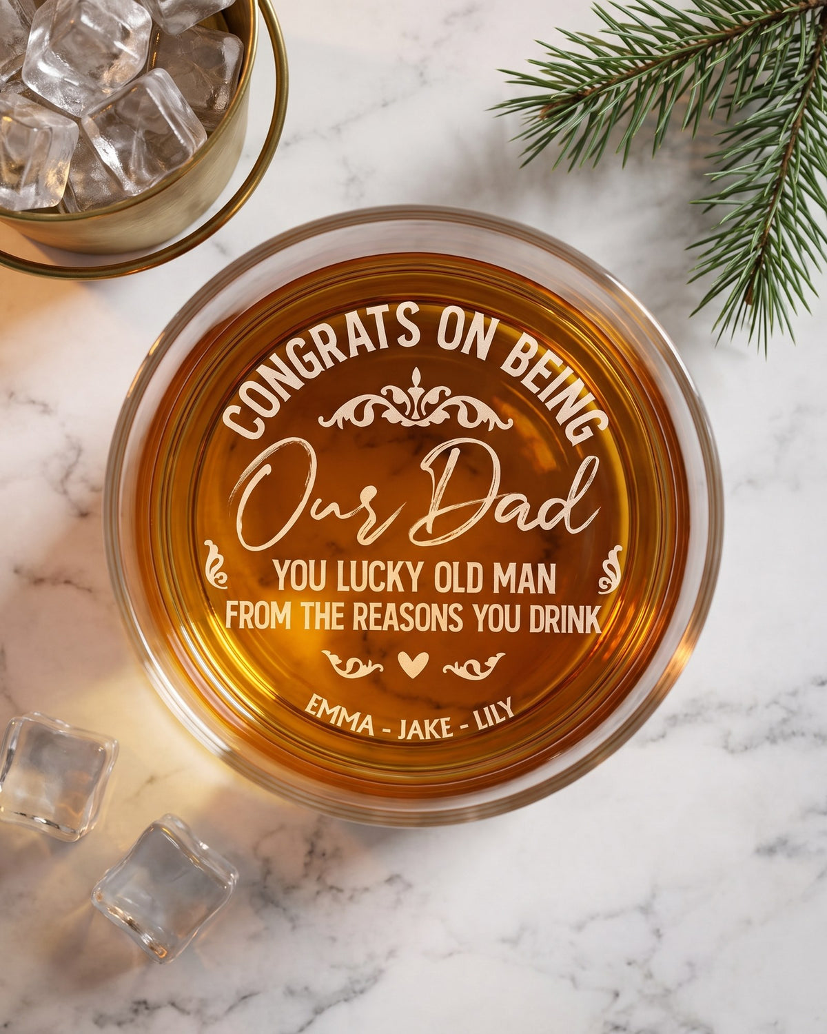 Congrats On Being My Dad From The Reason You Drink - Personalized Engraved Whiskey Glass