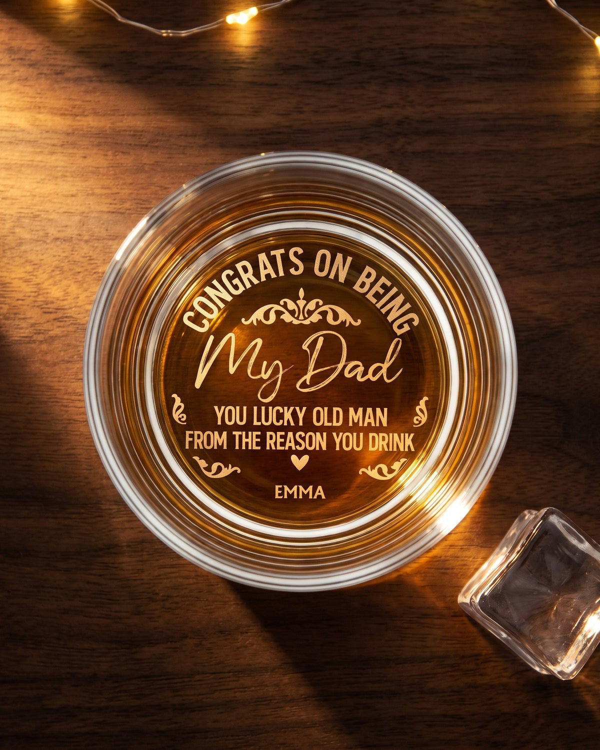 Congrats On Being My Dad From The Reason You Drink - Personalized Engraved Whiskey Glass