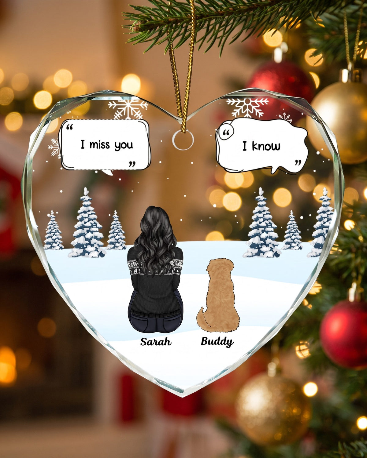 Pet Memorial Ornament – Personalized "I Miss You" Glass Heart