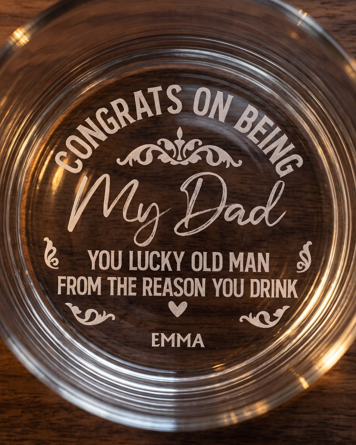 Congrats On Being My Dad From The Reason You Drink - Personalized Engraved Whiskey Glass