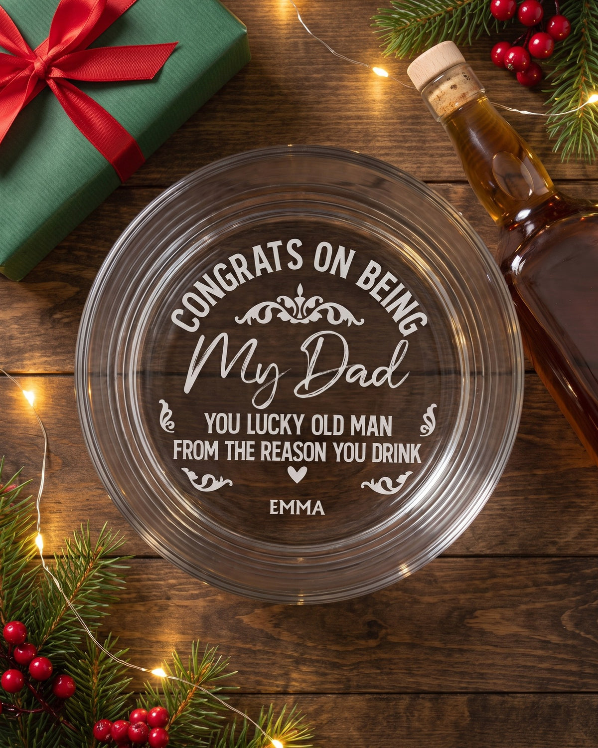 Congrats On Being My Dad From The Reason You Drink - Personalized Engraved Whiskey Glass