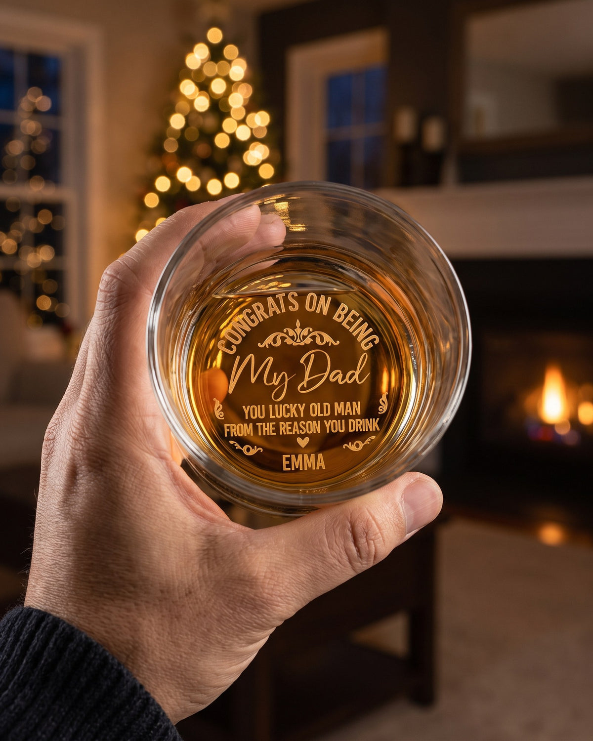 Congrats On Being My Dad From The Reason You Drink - Personalized Engraved Whiskey Glass