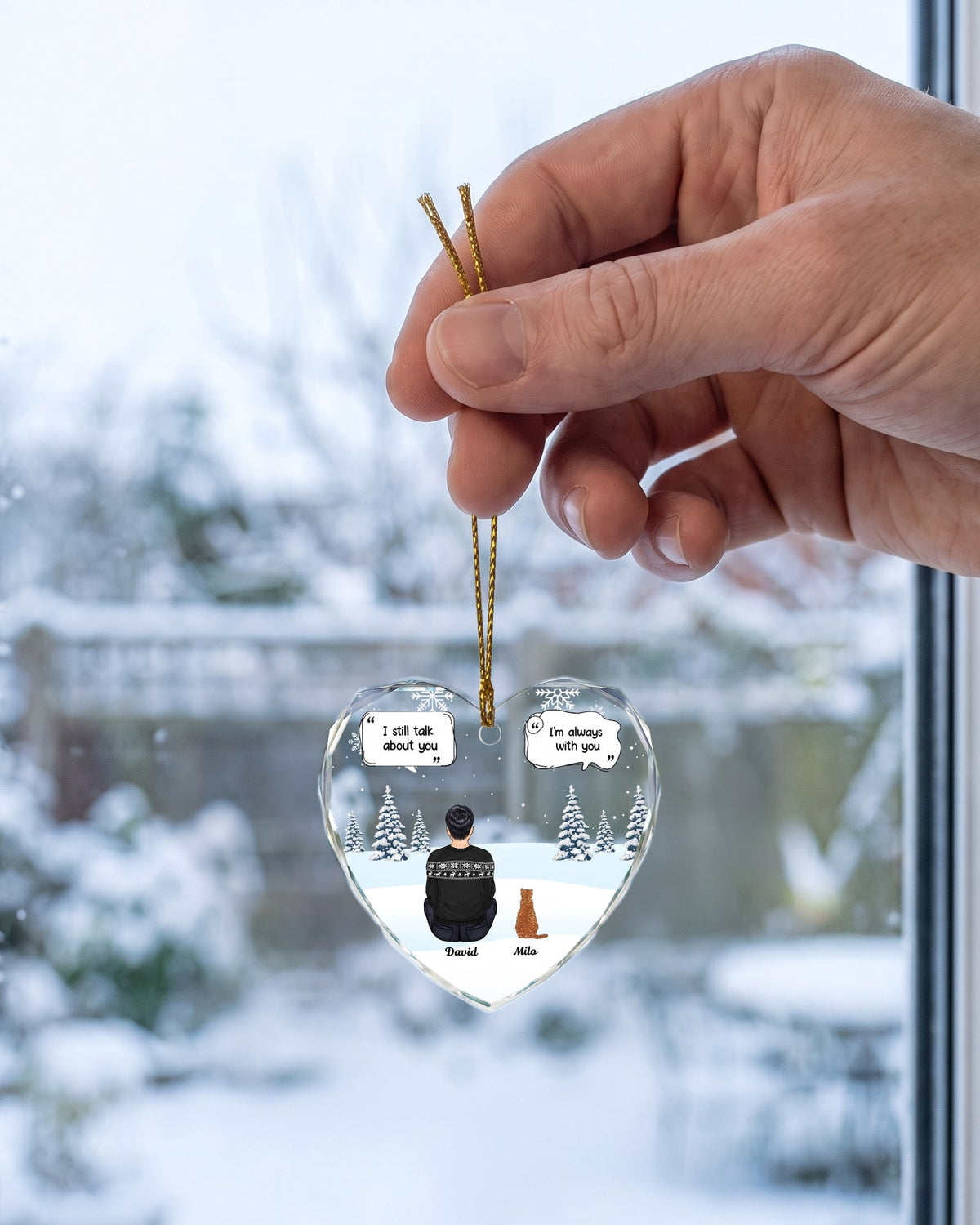 Pet Memorial Ornament – Personalized "I Miss You" Glass Heart