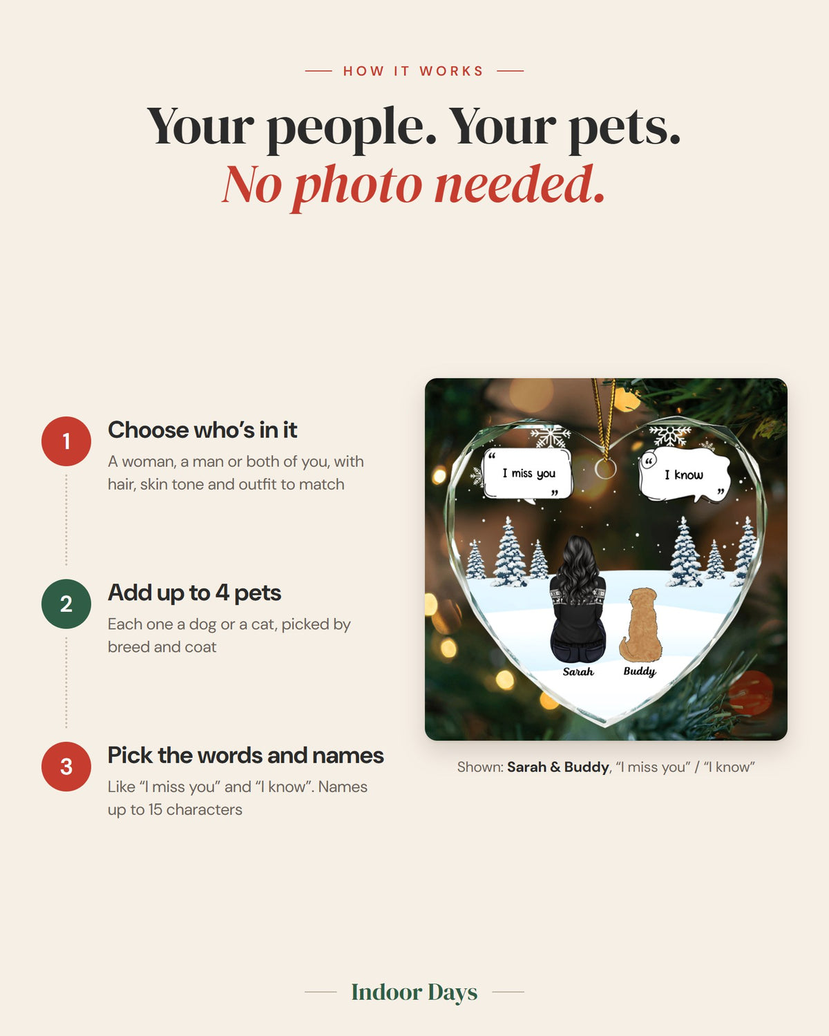 Pet Memorial Ornament – Personalized "I Miss You" Glass Heart